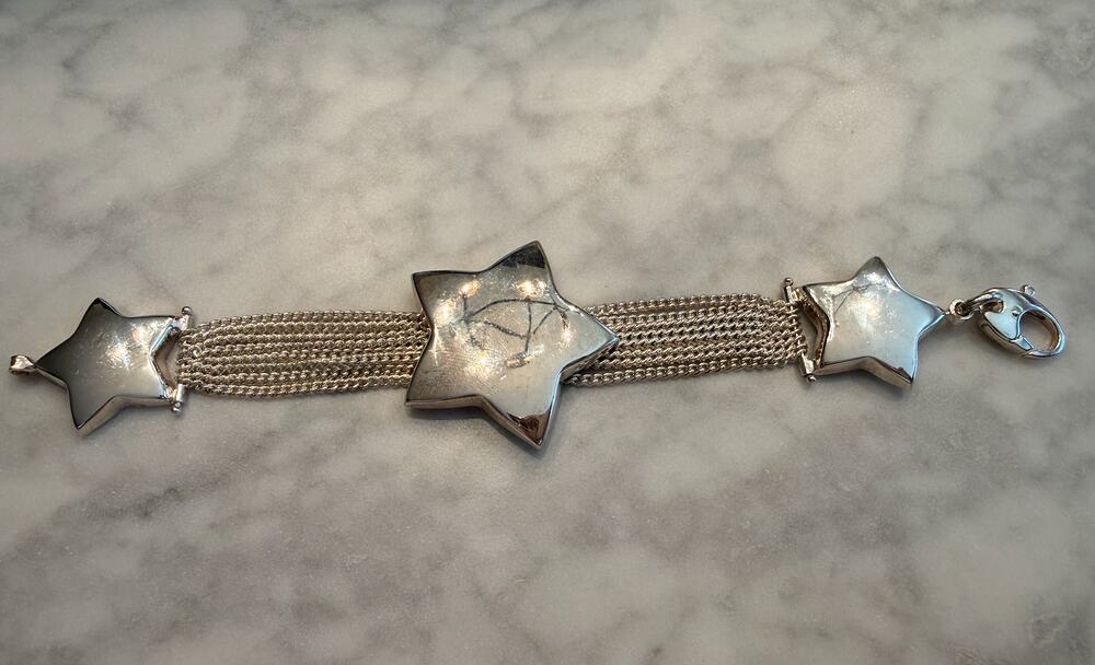 Vintage Italian 925 Sterling Silver Multi Strand Star Bracelet 32.9g Boho Retro
